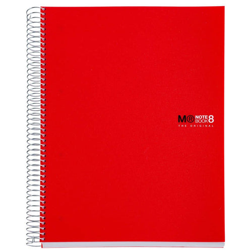 A4 Spiralnotizbuch Red - 200 Blatt kariert (8 Farbsegmente)