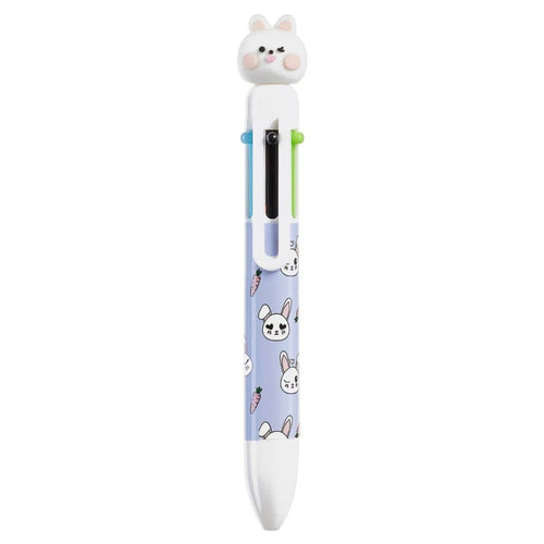 Mehrfarben-Kugelschreiber 6-in-1 mit Hasen-Figur – Violett