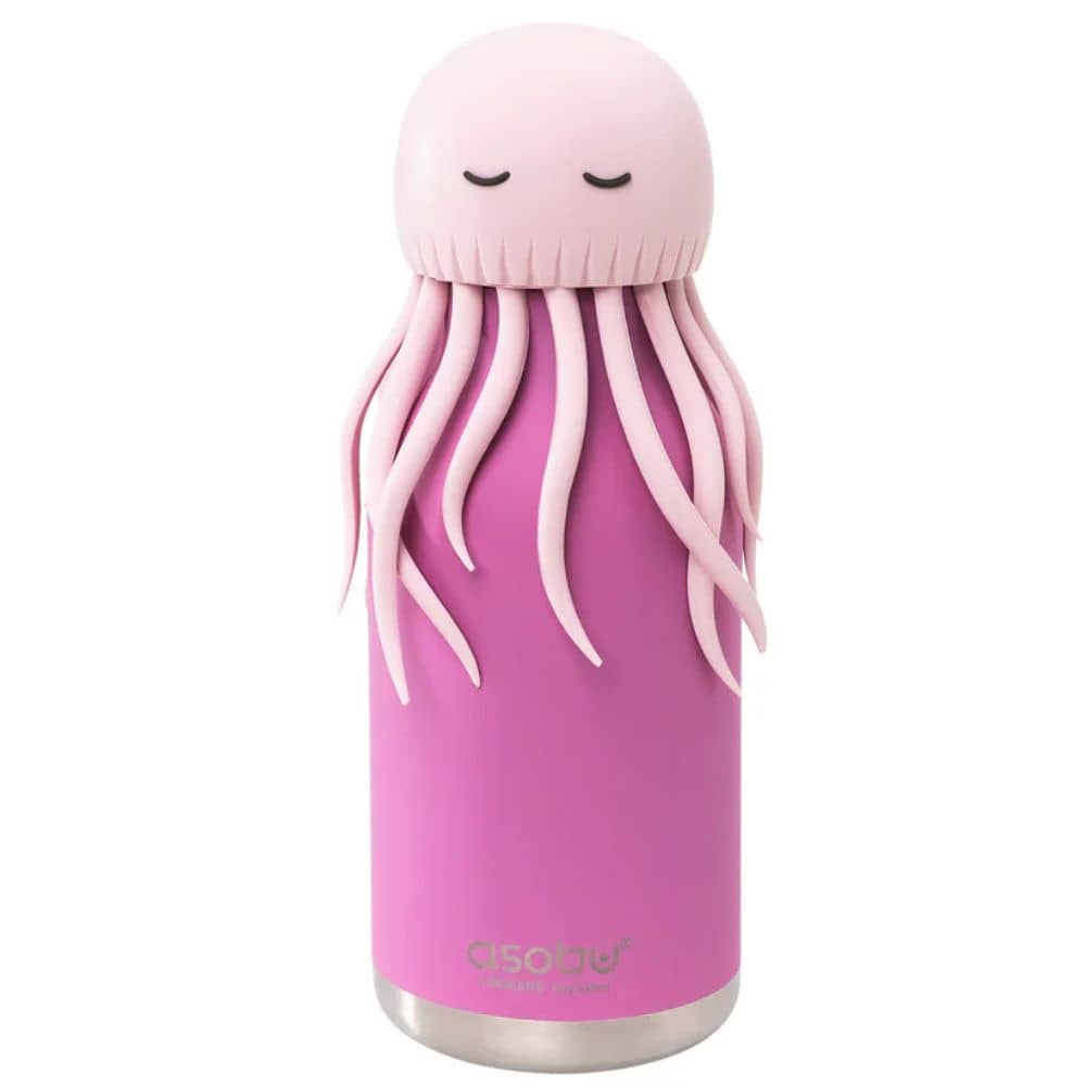 Thermo-Trinkflasche mit Strohhalm Bestie – Rosa Qualle (460 ml)