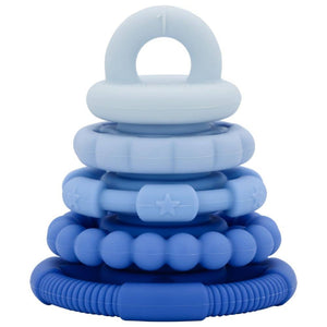 Silikonpyramide und Set mit 5 Beißringen – Blueberry