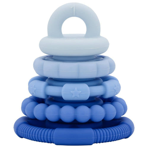 Silikonpyramide und Set mit 5 Beißringen – Blueberry