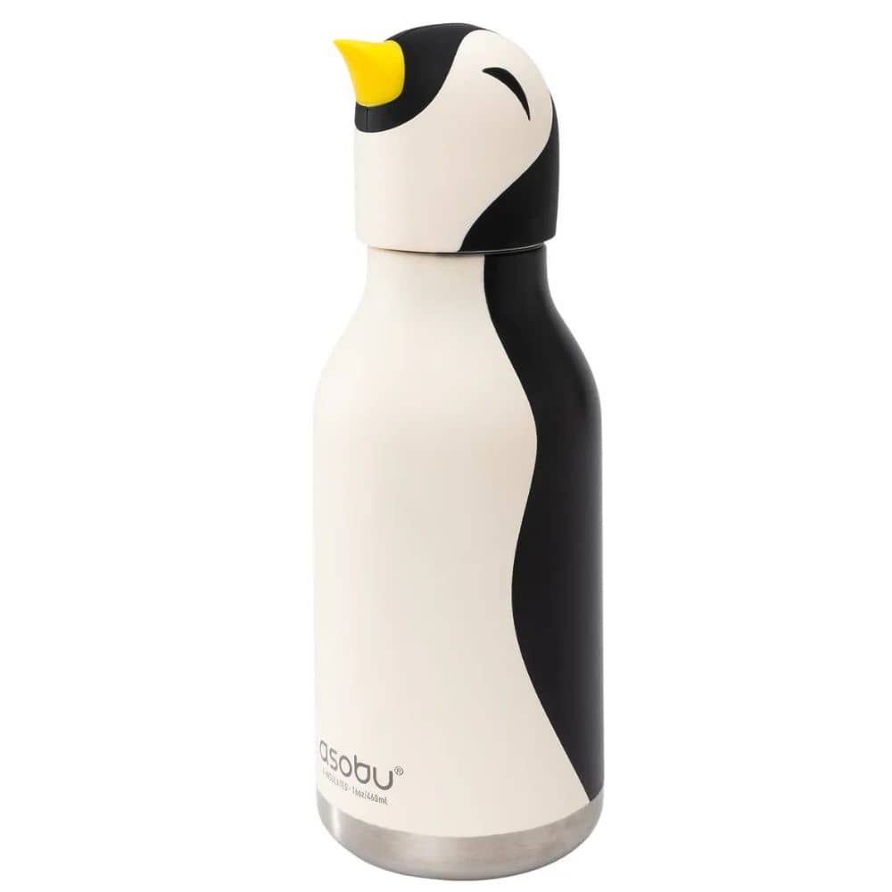 Thermo-Trinkflasche mit Strohhalm Bestie – Pinguin (460 ml)