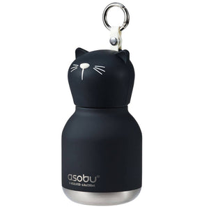 Thermo-Trinkflasche mit Strohhalm Mini Bestie – Schwarze Katze (200 ml)