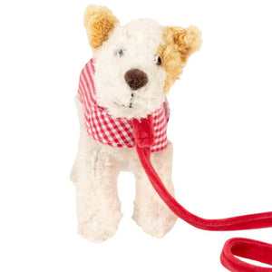 Mini-Hund Eliot aus Baumwollstrick – Mit Leine und Kleidung (13 cm)