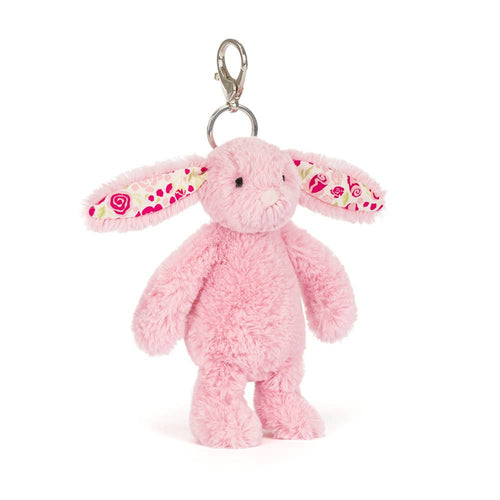 Schlüsselanhänger Hase – Rosa mit Blumenmuster (18 cm)
