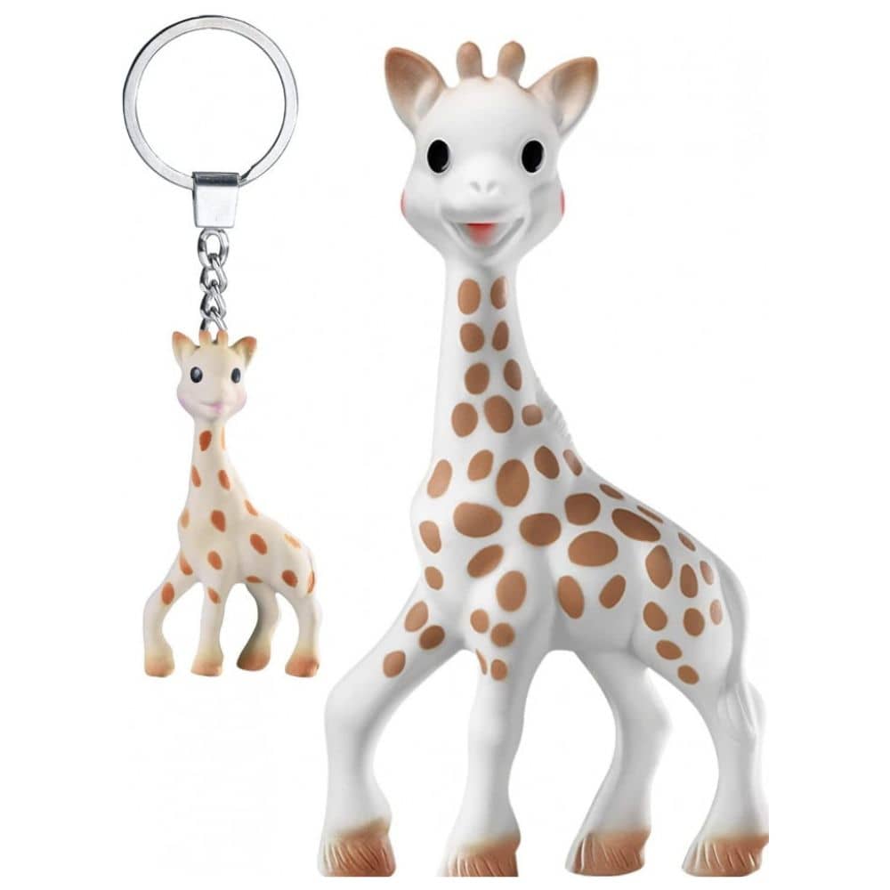 Geschenkset Sophie la girafe mit Beißring und Schlüsselanhänger (18 cm)