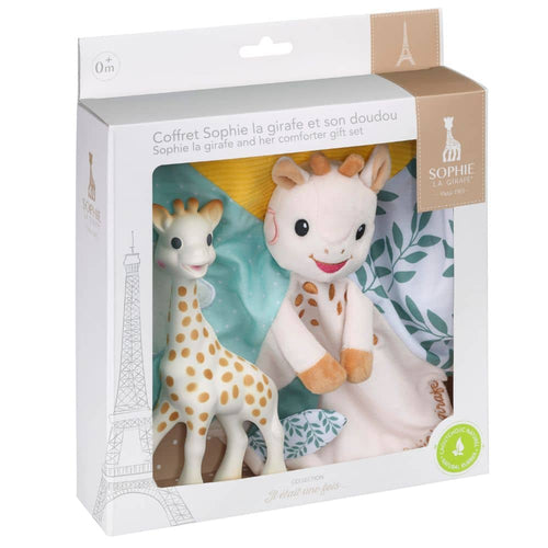 Geschenkset Sophie la girafe mit erstem sensorischen Kuscheltier (18 cm)