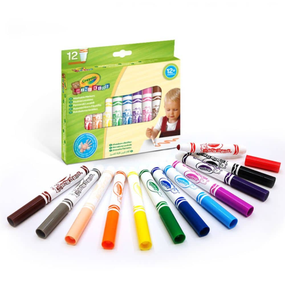 Auswaschbare Filzstifte mit flacher Spitze – Mini Kids (12 Stück)