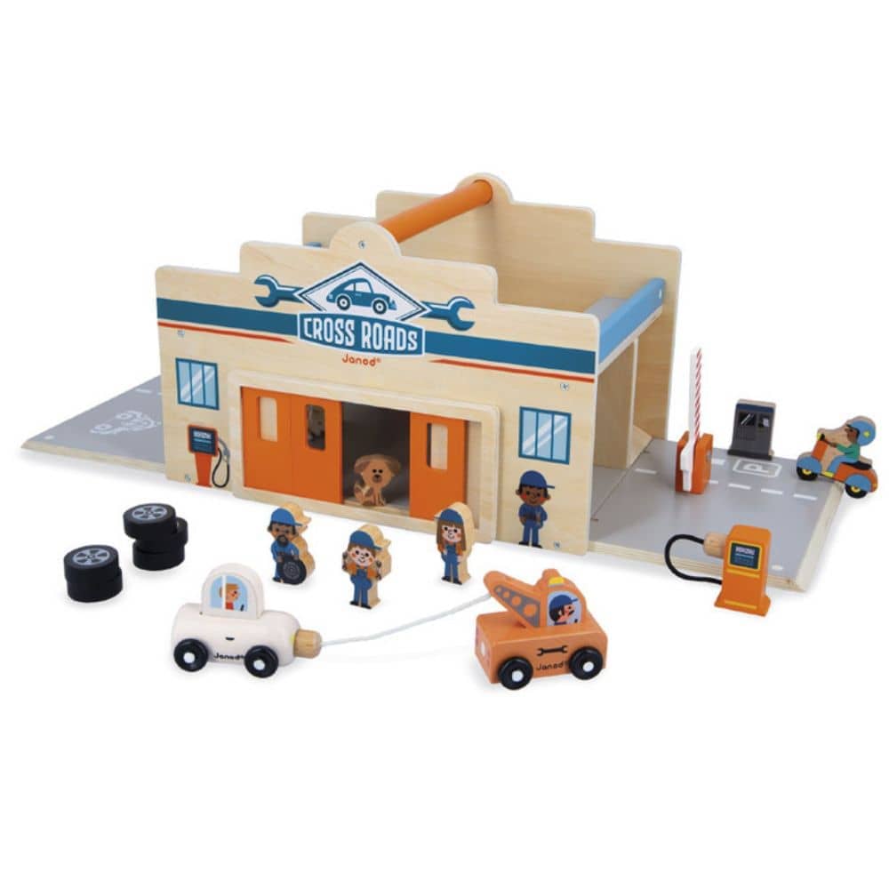 Holzgarage zum Aufklappen mit Figuren – Cross Roads 2+