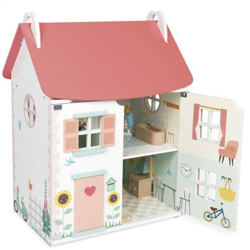 Holzpuppenhaus mit 15 Accessoires