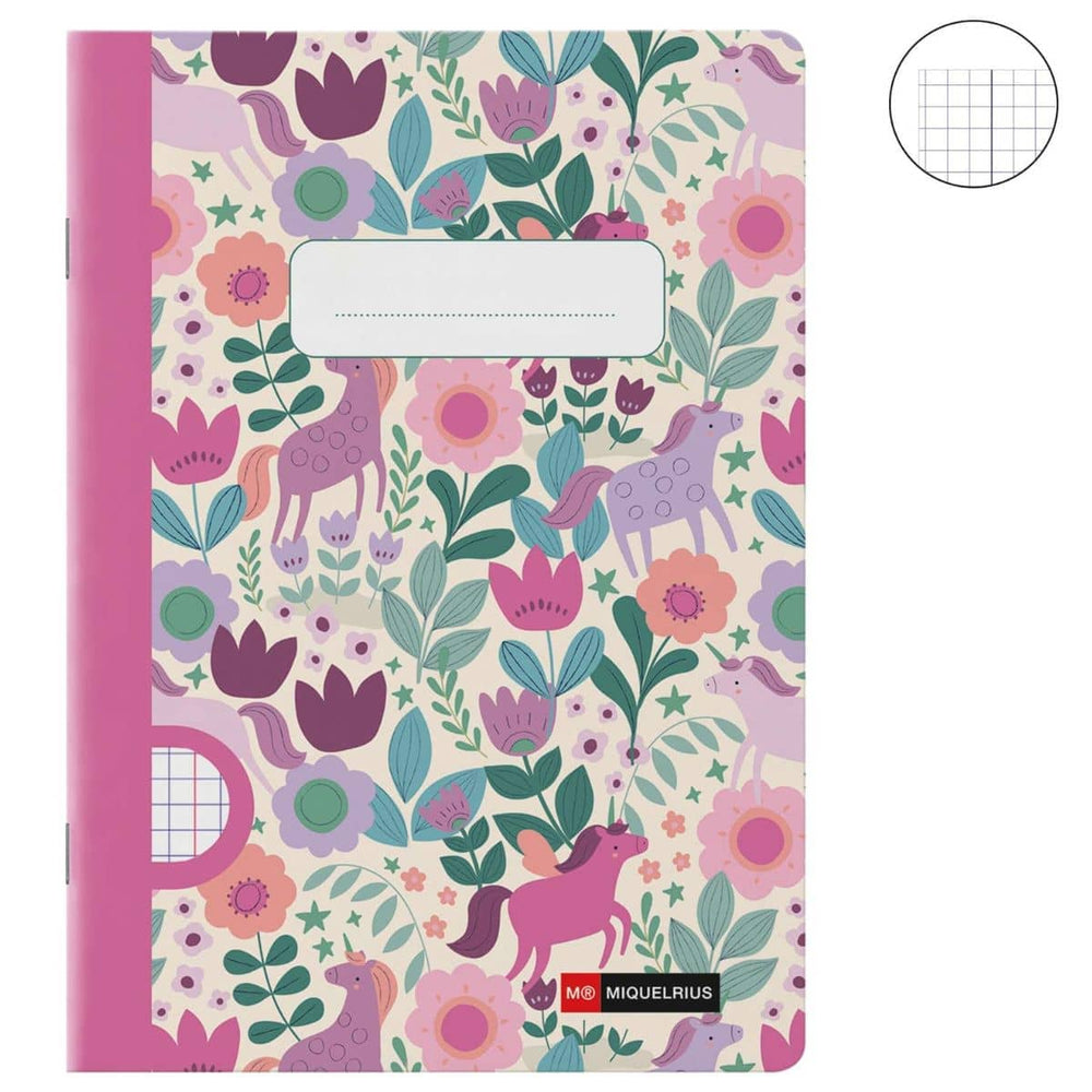 Notizbuch, A5-Heft mit Karomuster – Magic Unicorn, 48 Seiten