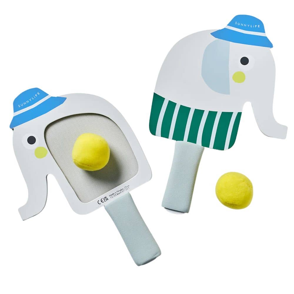 Doppelseitige Beachballschläger mit Klettverschluss – Eli the Elephant