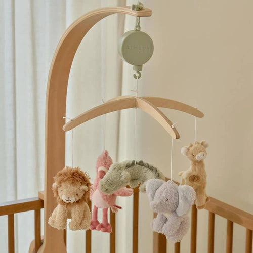 Holz-Spielzeugkarussell für das Kinderbett – Safari Friends