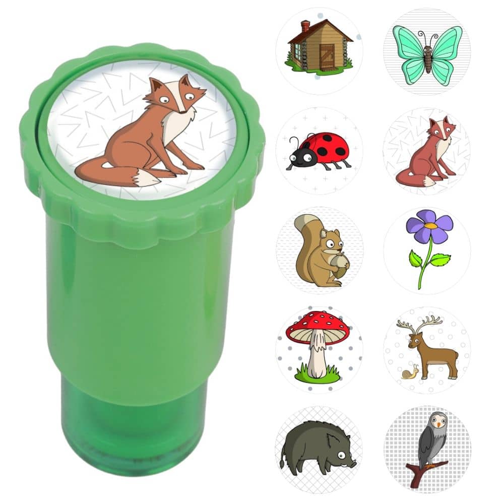 Stempel mit Aufklebern – Wald