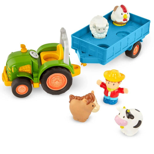 Traktor mit Anhänger, Bauer und Tieren Battat – Farming Fun Tractor