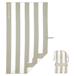 Schnelltrocknendes Handtuch - SoftFibre Recycled, Beige Stripe (150 × 90 cm)
