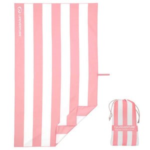 Schnelltrocknendes Handtuch - SoftFibre Recycled, Pink Stripe (150 × 90 cm)
