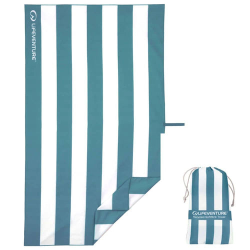 Schnelltrocknendes Handtuch - SoftFibre Recycled, Blue Stripe (150 × 90 cm)