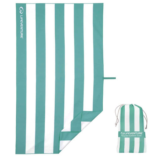 Schnelltrocknendes Handtuch - SoftFibre Recycled, Aqua Stripe (150 × 90 cm)