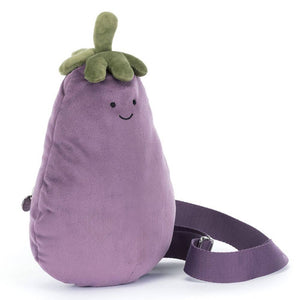 Plüsch-Umhängetasche Lustige Aubergine (28 cm)