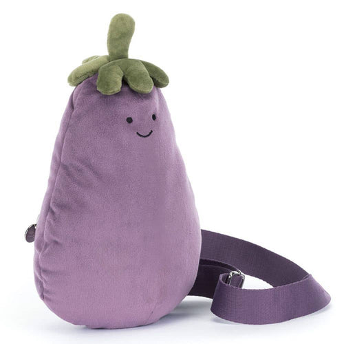 Plüsch-Umhängetasche Lustige Aubergine (28 cm)