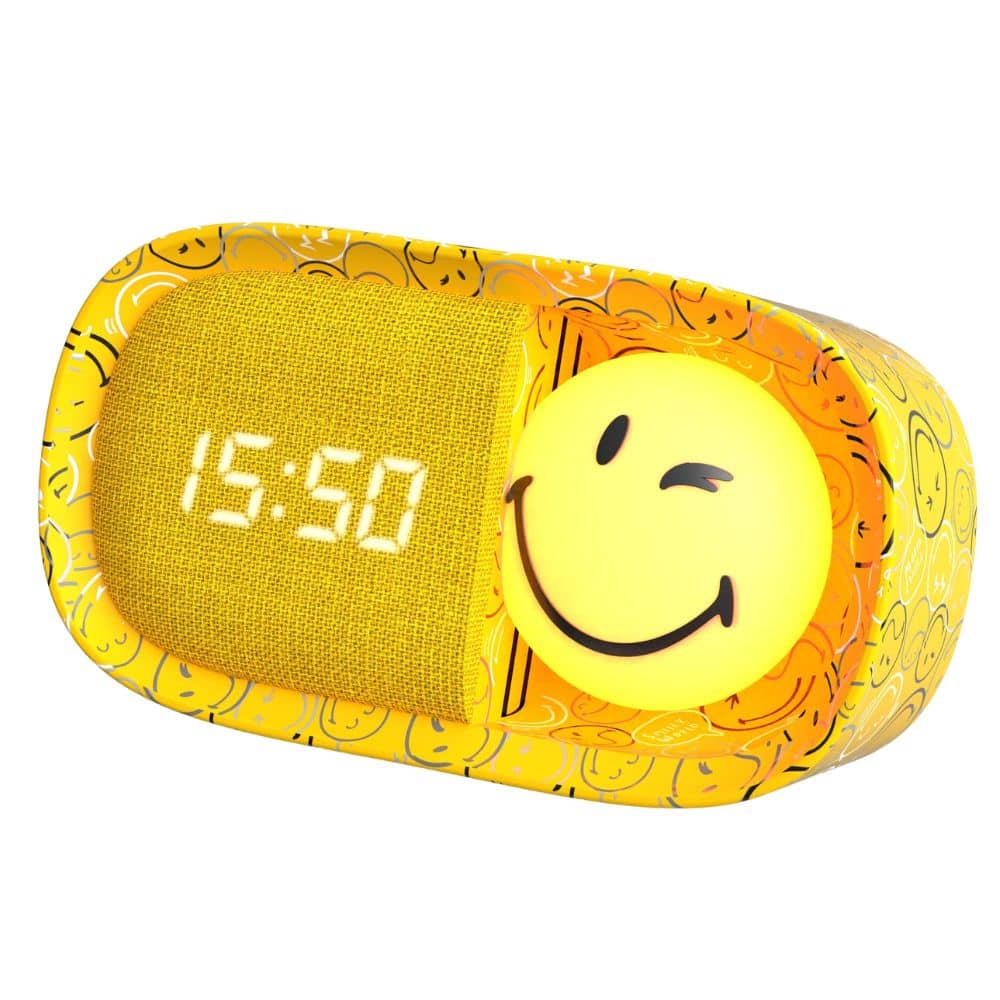 Kinderwecker mit Nachtlicht MOB Smiley World in Gelb