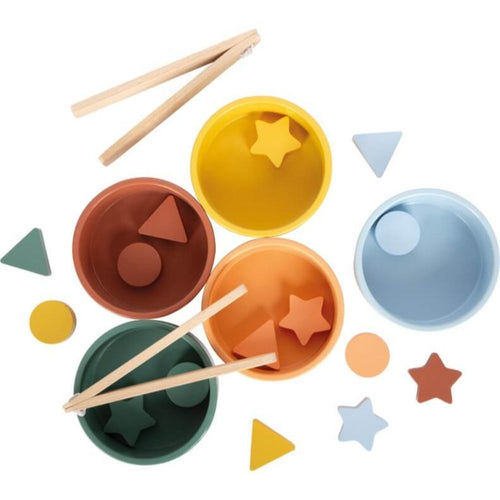 Montessori Sortierspiel - mit Zange (5 Schalen, 15 Elemente)