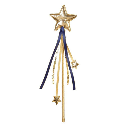 Zauberstab Orion mit goldenem Stern und dunkelblauen und goldenen Bändern