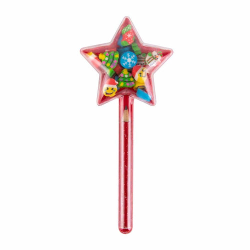 Weihnachtsbleistift mit Mini-Radiergummis – Stern