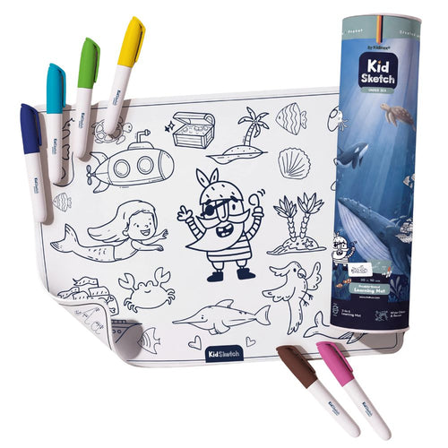 Kid Sketch Silikon-Malunterlage Under Sea mit Markern und Verpackungsrolle