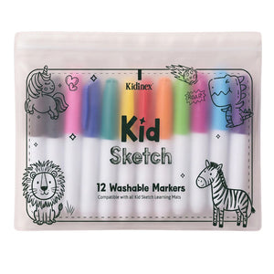Kid Sketch Set mit 12 abwaschbaren Markern in transparenter Verpackung