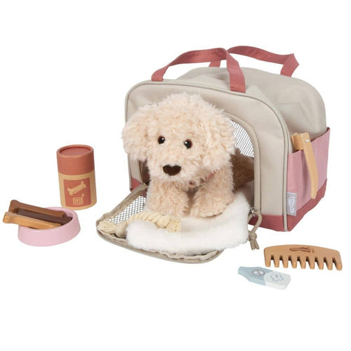 Small Foot Plüschhund mit rosa Transporttasche und Pflegeset - Produktbild