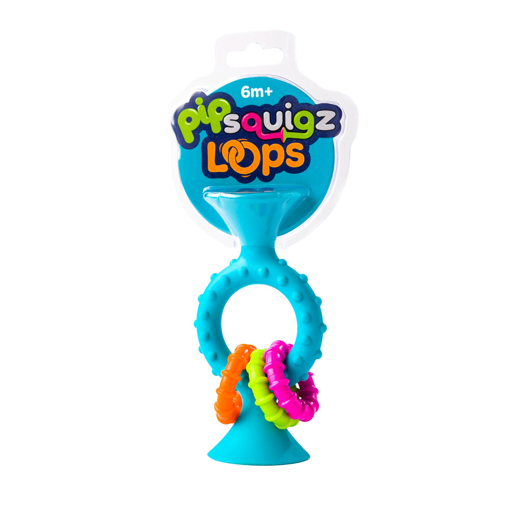 Rassel mit Saugnapf Pip Squigz Loops – Bobo Blue - tablude.com
