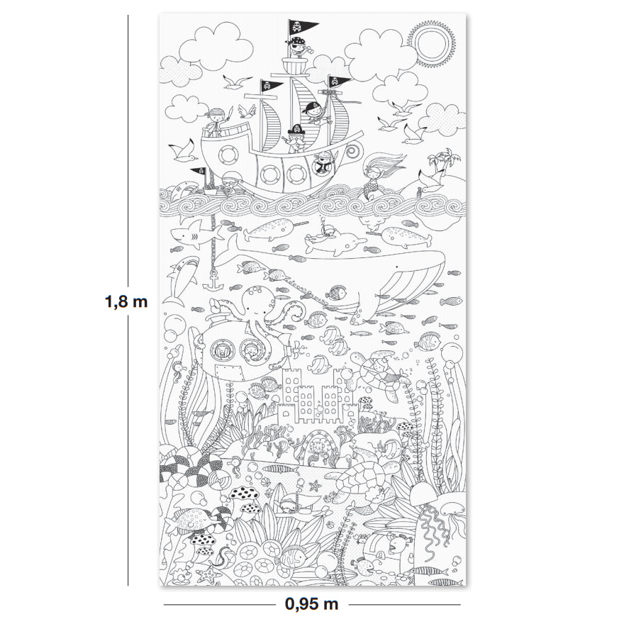 Riesiges Poster, Sticker zum Ausmalen – Meeresabenteuer - tablude.com