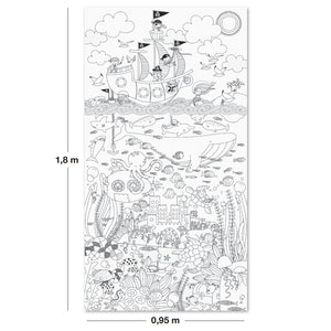 Riesiges Poster, Sticker zum Ausmalen – Meeresabenteuer - tablude.com