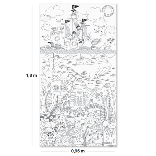 Riesiges Poster, Sticker zum Ausmalen – Meeresabenteuer - tablude.com