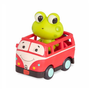 Spielzeugbus von B. Toys mit Frosch als Passagier