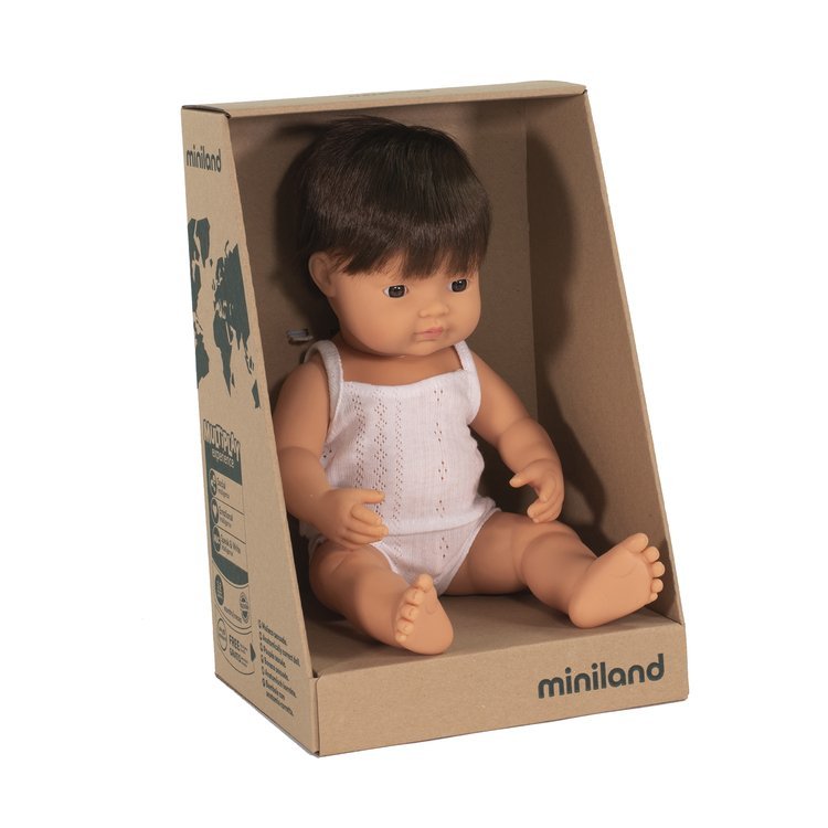 Puppe Junge – Europäer, braune Haare, 38 cm