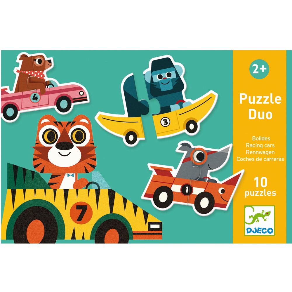 Puzzle Duo Djeco dla najmłodszych - Wyścigówki - tablude.com