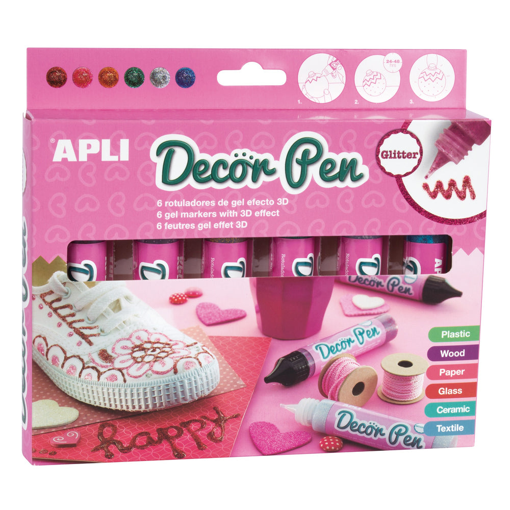 Gelmarker mit 3D-Effekt – Glitzer 6 Farben - tablude.com