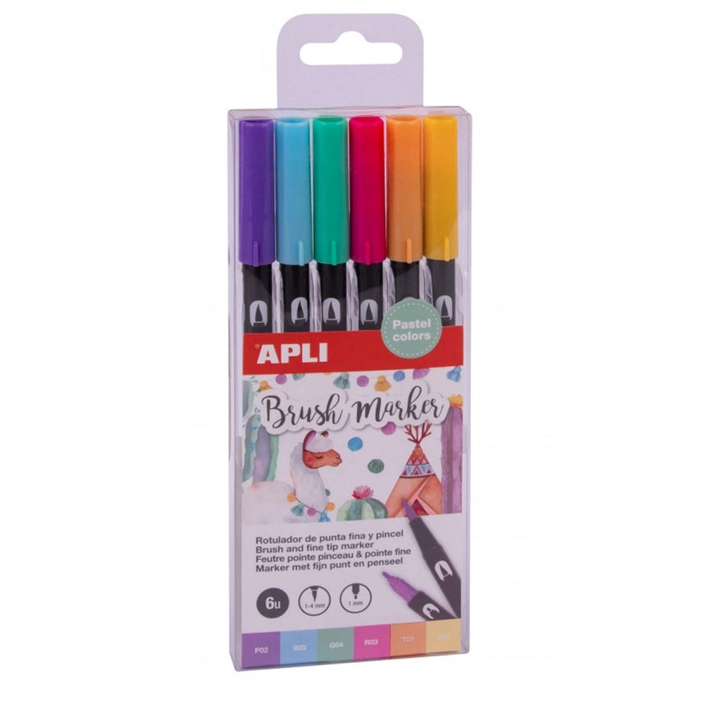 Doppelseitige Brush Marker - 6 Pastellfarben - tablude.com