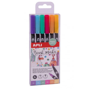 Doppelseitige Brush Marker - 6 Pastellfarben - tablude.com