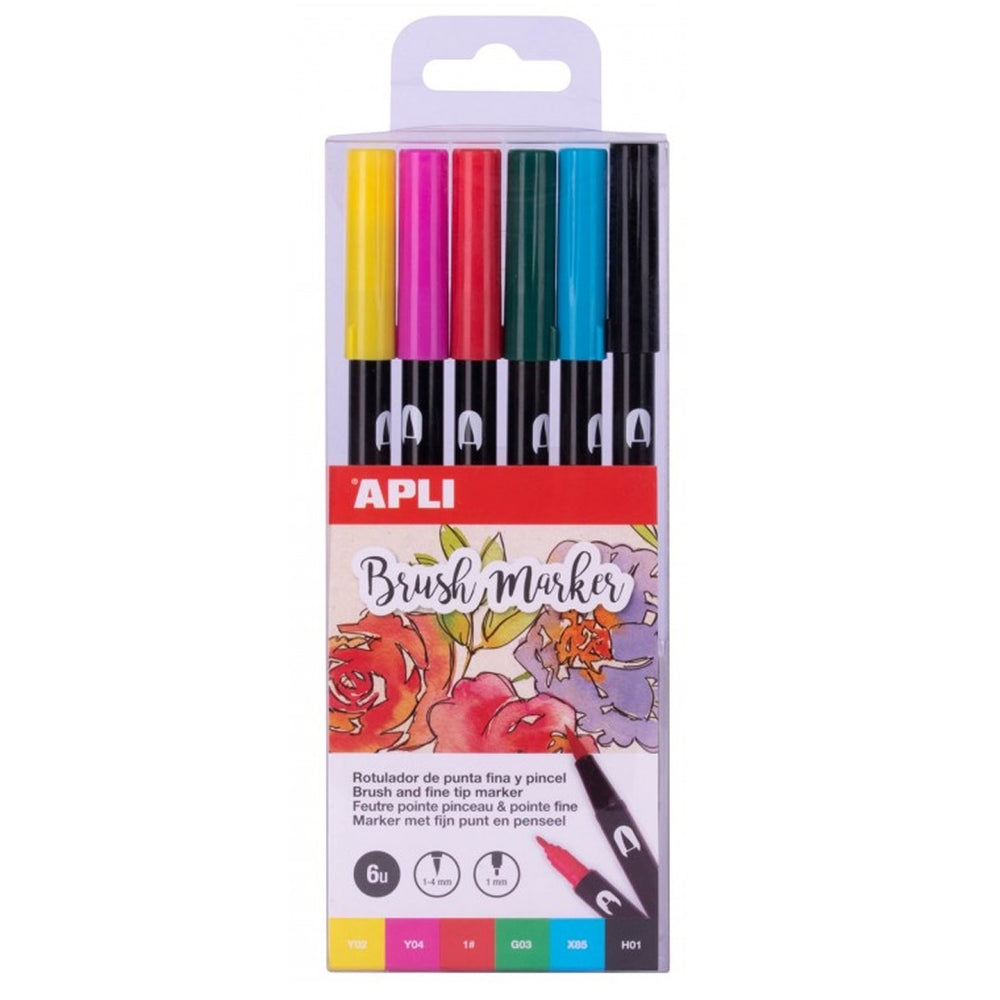 Doppelseitige Brush Marker - 6 Farben - tablude.com