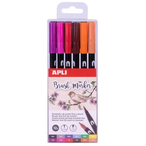 Doppelseitige Marker Brush Marker – 12 Farben - tablude.com