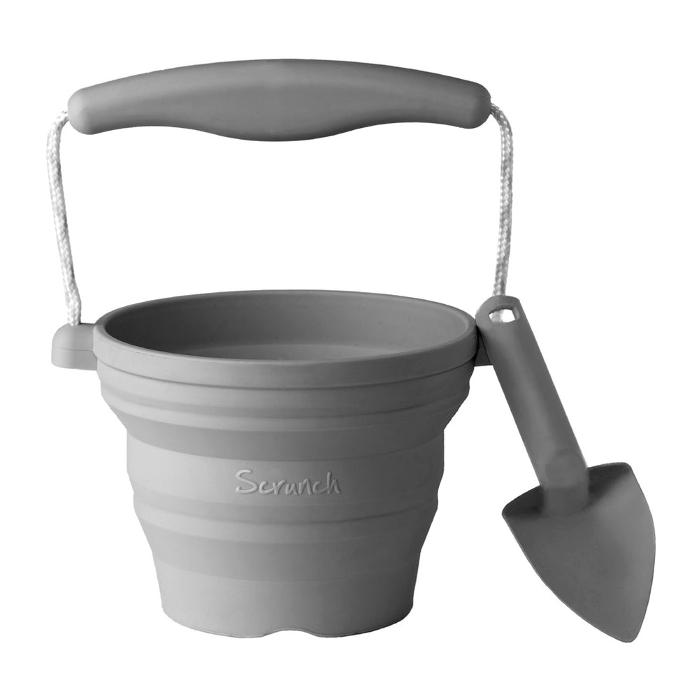 Mini-Silikoneimer mit Schaufel – Dunkelgrau - tablude.com