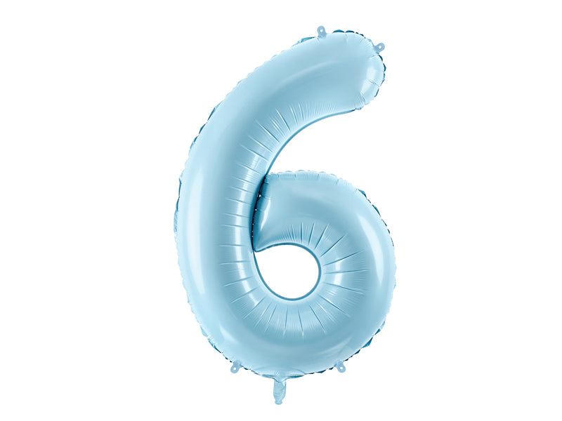 Folienballon 86 cm – Zahl 6 pastellblau