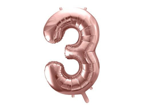 Folienballon 86 cm – Zahl 3 in Roségold