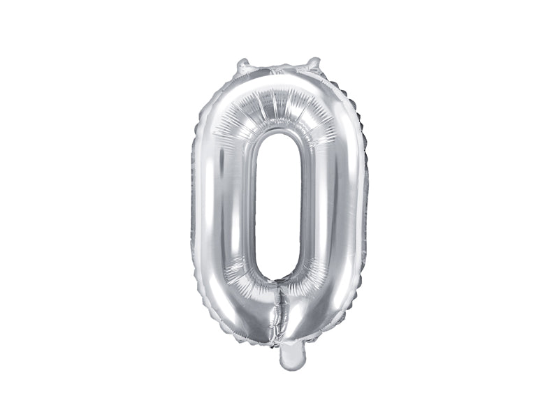 Folienballon 35 cm – Zahl 0 silber