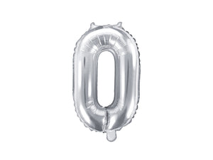 Folienballon 35 cm – Zahl 0 silber