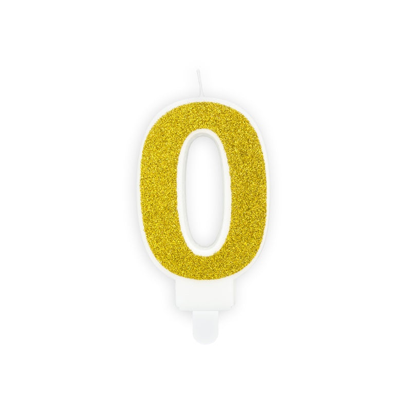 Geburtstagskerze 7 cm – Zahl 0 goldfarben